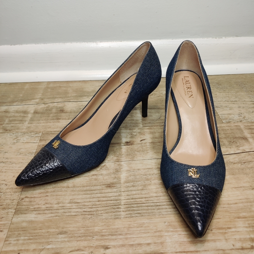 Lauren Ralph Lauren Denim And Leather Heels